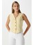 Kadın Hera Keten Pamuk Astarlı Sarı Yelek 5