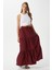 Kadın Elanora Bordo Astarlı Katlı Poplin Etek 5
