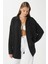 Kadın Tilda %100 Pamuk Müslin Oversize Siyah Gömlek 4