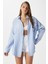 Kadın Tilda %100 Pamuk Müslin Oversize Mavi Gömlek 6