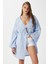Kadın Sandra %100 Pamuk Müslin Bağcıklı Mavi Kimono 1