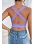 Kadın Siyah Çapraz Sırt Detaylı Şık Crop Top Büstiyer 5