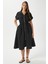 Kadın Hilda Siyah Fermuarlı Bel Lastikli Cepli Elbise 00022 5