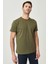 Erkek Haki %100 Pamuk Slim Fit Dar Kesim Bisiklet Yaka Tişört 6