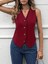 Kadın Sıfır Kollu V Yakalı Önden Düğmeli Atlas Yelek 4