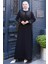Boncuk ve Taşlı Büyük Beden Anne Elbisesi Siyah HM2769 5