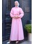Yandan Bağlamalı Tesettür Elbise Pembe HM2753 3