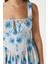 Kadın Karoline Sırt Lastikli Askılı Mavi Sarı Elbise 00019 8