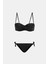 Bali Siyah Balenli Dolgulu Straplez Push-Up Yandan Bağlamalı Bikini Takım 1