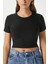Kadın Serra %100 Pamuk Siyah Crop Top 8