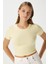 Kadın Serra %100 Pamuk Tereyağ Sarısı Crop Top 4