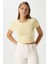 Kadın Serra %100 Pamuk Tereyağ Sarısı Crop Top 5