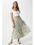 Kadın Caty Bel Lastikli Haki Krem Uzun Etek 2