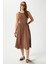 Kadın Della Kloş Kahverengi Penye Elbise 4