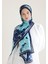 Tıny Plumerıa Floş Viskon Şal Lacivert 2