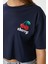 Kadın Cute Kiraz Baskılı Lacivert Crop T-Shirt 4