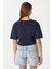 Kadın Cute Kiraz Baskılı Lacivert Crop T-Shirt 6