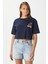 Kadın Cute Kiraz Baskılı Lacivert Crop T-Shirt 7