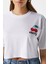 Kadın Cute Kiraz Baskılı Beyaz Crop T-Shirt 3