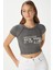 Kadın Fifth Yıkamalı Antrasit Crop Top 2