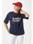 Kadın Something Kiraz Baskılı Lacivert Oversize T-Shirt 1