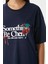 Kadın Something Kiraz Baskılı Lacivert Oversize T-Shirt 3