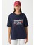Kadın Something Kiraz Baskılı Lacivert Oversize T-Shirt 8