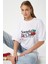 Kadın Something Kiraz Baskılı Beyaz Oversize T-Shirt 1