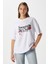 Kadın Something Kiraz Baskılı Beyaz Oversize T-Shirt 2