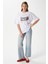 Kadın Something Kiraz Baskılı Beyaz Oversize T-Shirt 4
