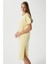 Kadın Alissa Yırtmaçlı Sarı Penye Elbise 15171 4