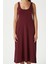 Kadın Nancy Kolsuz Bordo Midi Penye Elbise 5376 6