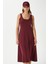 Kadın Nancy Kolsuz Bordo Midi Penye Elbise 5376 7