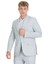 Mavi Slim Fit Sivri Yaka Keten Takım Elbise 2