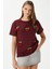 Kadın Chery Bordo Kiraz Dikişli T-Shirt 1
