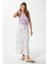 Kadın Rebekka Çiçekli Lila Astarlı Uzun Etek 17639 4