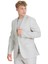 Bej Slim Fit Mono Yaka Keten Takım Elbise 5