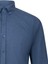 Lacivert Slim Fit Düğmeli Yaka Pamuklu Uzun Kollu Gömlek 3