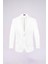 Beyaz Regular Fit Mono Yaka Casual Keten Ceket 1
