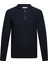 Lacivert Regular Fit Fermuarlı Polo Yaka Rayon Triko Kazak 1