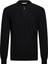 Siyah Regular Fit Fermuarlı Polo Yaka Rayon Triko Kazak 1