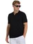 Siyah Regular Fit Polo Yaka Rayon Tişört 3