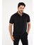 AC&Co / Altınyıldız Classics Erkek Çekmeyen Pamuklu Kumaş Slim Fit Dar Kesim Simsiyah Kıvrılmaz Polo Yaka T-shirt 2