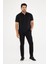 AC&Co / Altınyıldız Classics Erkek Çekmeyen Pamuklu Kumaş Slim Fit Dar Kesim Simsiyah Kıvrılmaz Polo Yaka T-shirt 4