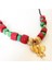 Kırmızı Yeşil Cam Boncuk Fil Detaylı Kolye 4