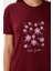 Kadın Garden Yumuşak Doku Bordo Çiçek Desen Bisiklet Yaka Kısa Kollu Alt Üst Pijama Takımı 4