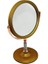 Taş Saplı Yuvarlak 7 Inç= Çap:17.5cm Makyaj Aynası Çift Taraflı Bronz - Gümüş Pls.çerçeve Sabit Ayak (4401) 1