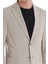 Bej Slim Fit Çizgili Mono Yaka Casual Ceket 4