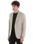 Bej Slim Fit Çizgili Mono Yaka Casual Ceket 8