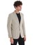 Bej Slim Fit Çizgili Mono Yaka Casual Ceket 9
